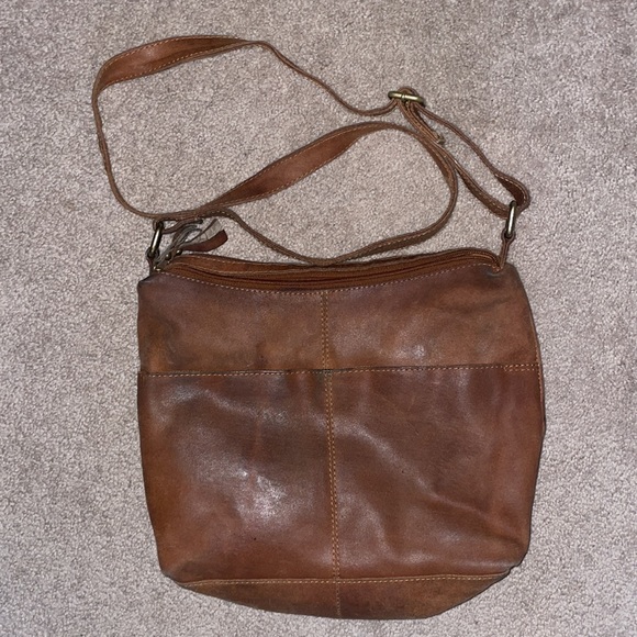 100% Leather Shoulder Purse Brown - Picture 3 of 14
